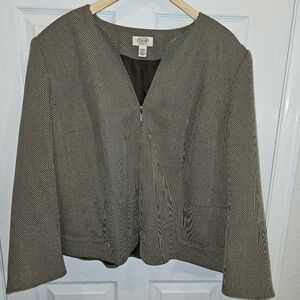 Talbots Womens Plus Size 24W Light Brown and Cream Patterned Blazer